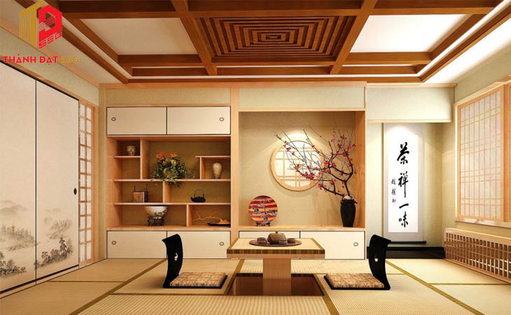 Thiết kế phòng khách nội thất phong cách kiến trúc Nhật Bản